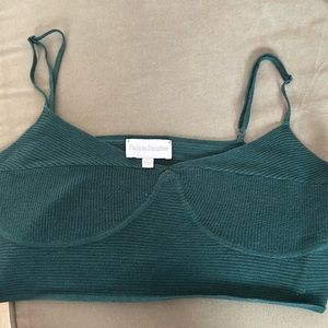 Favorite Daughter spruce green cropped bra halter top